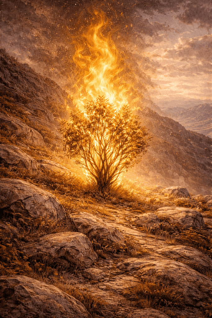 Zarza ardiendo en el monte moises